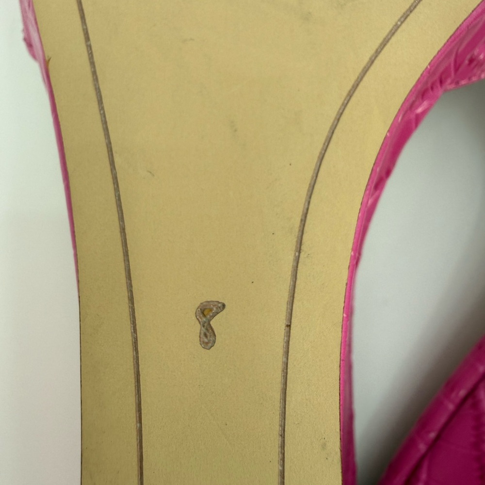 Sam Edelman Tesma Croc-Embossed Wedge Mules Hot -Pink Chic Statement Heels SZ-8 - Picture 16 of 17